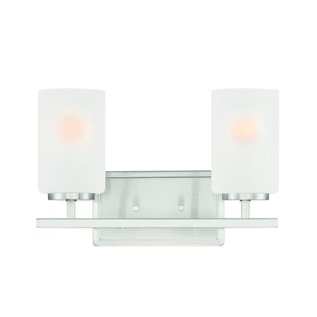 Designers Fountain Carmine 14in 2-Light Brushed Nickel Modern Indoor Vanity Light with Etched Glass Shades D239M-2B-BN